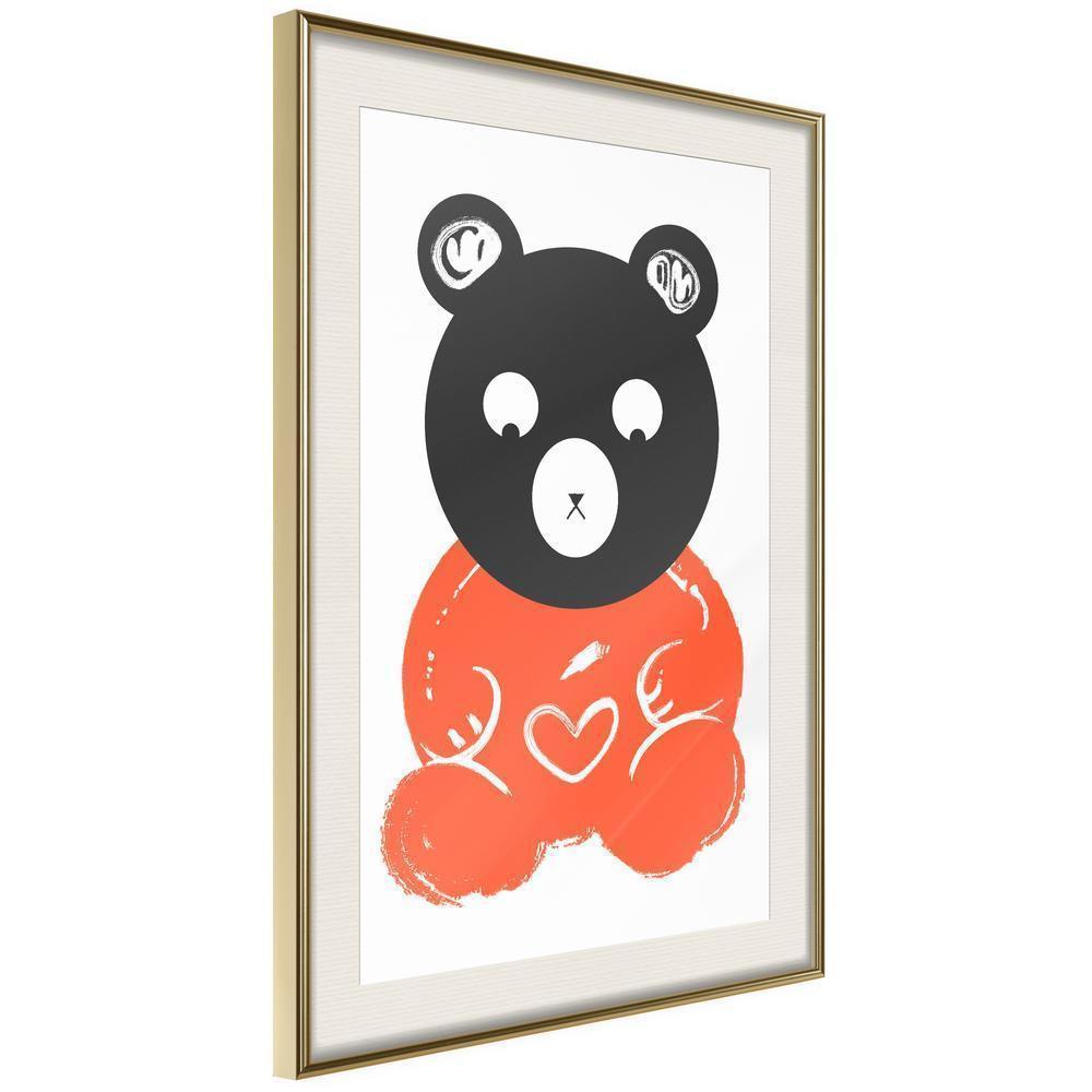 Nursery Room Wall Frame - Teddy Bear in Love-artwork for wall with acrylic glass protection