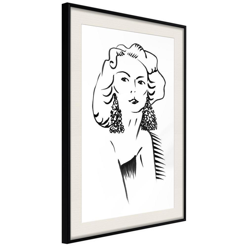 Black and White Framed Poster - Hypnotic Earrings-artwork for wall with acrylic glass protection