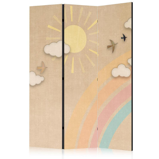 Room Divider - Holiday Sky - A Rainbow on a Sunny Day and Flying Birds