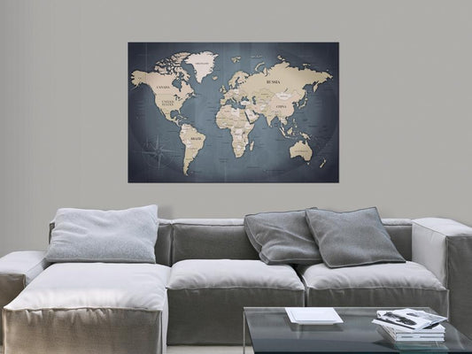 Canvas Print - World Map: Shades of Grey-ArtfulPrivacy-Wall Art Collection
