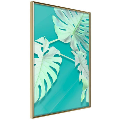 Botanical Wall Art - Teal Monstera-artwork for wall with acrylic glass protection