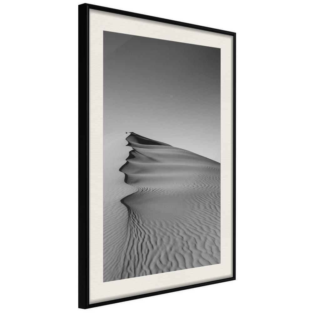 Black and white Wall Frame - Wave of Sand-artwork for wall with acrylic glass protection