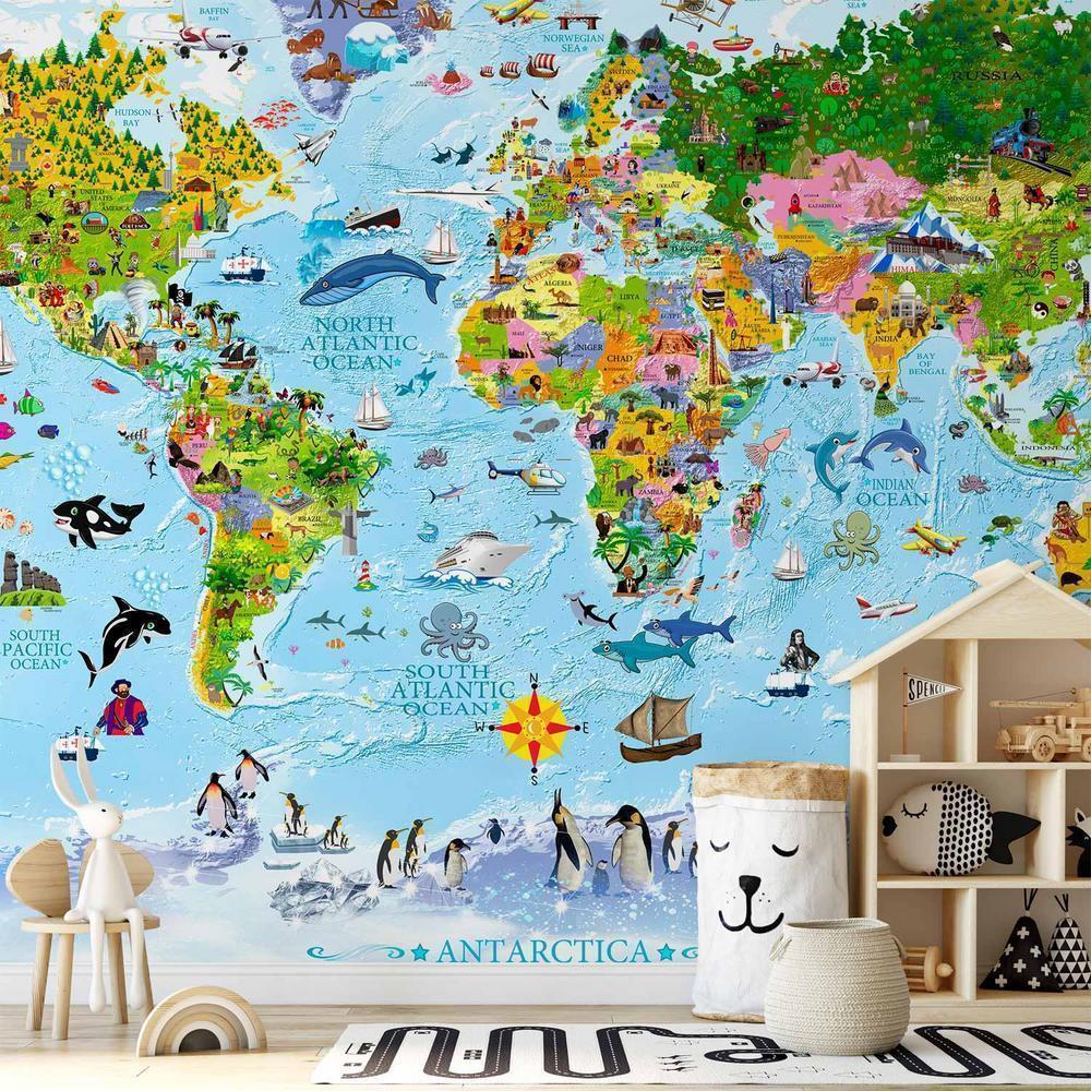 Papier peint - Carte du monde pour les enfants