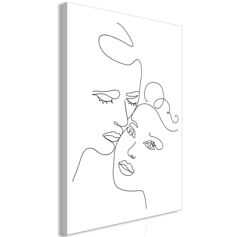 Canvas Print - Couple in Black and White (1-part) - Romantic Kiss Moment-ArtfulPrivacy-Wall Art Collection