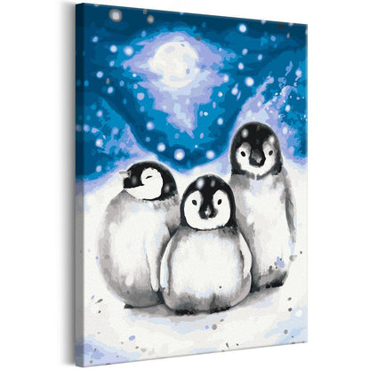 Start learning Painting - Paint By Numbers Kit - Three Penguins - new hobby