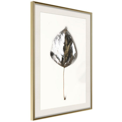 Winter Design Framed Artwork - Silvery Leaf-artwork for wall with acrylic glass protection