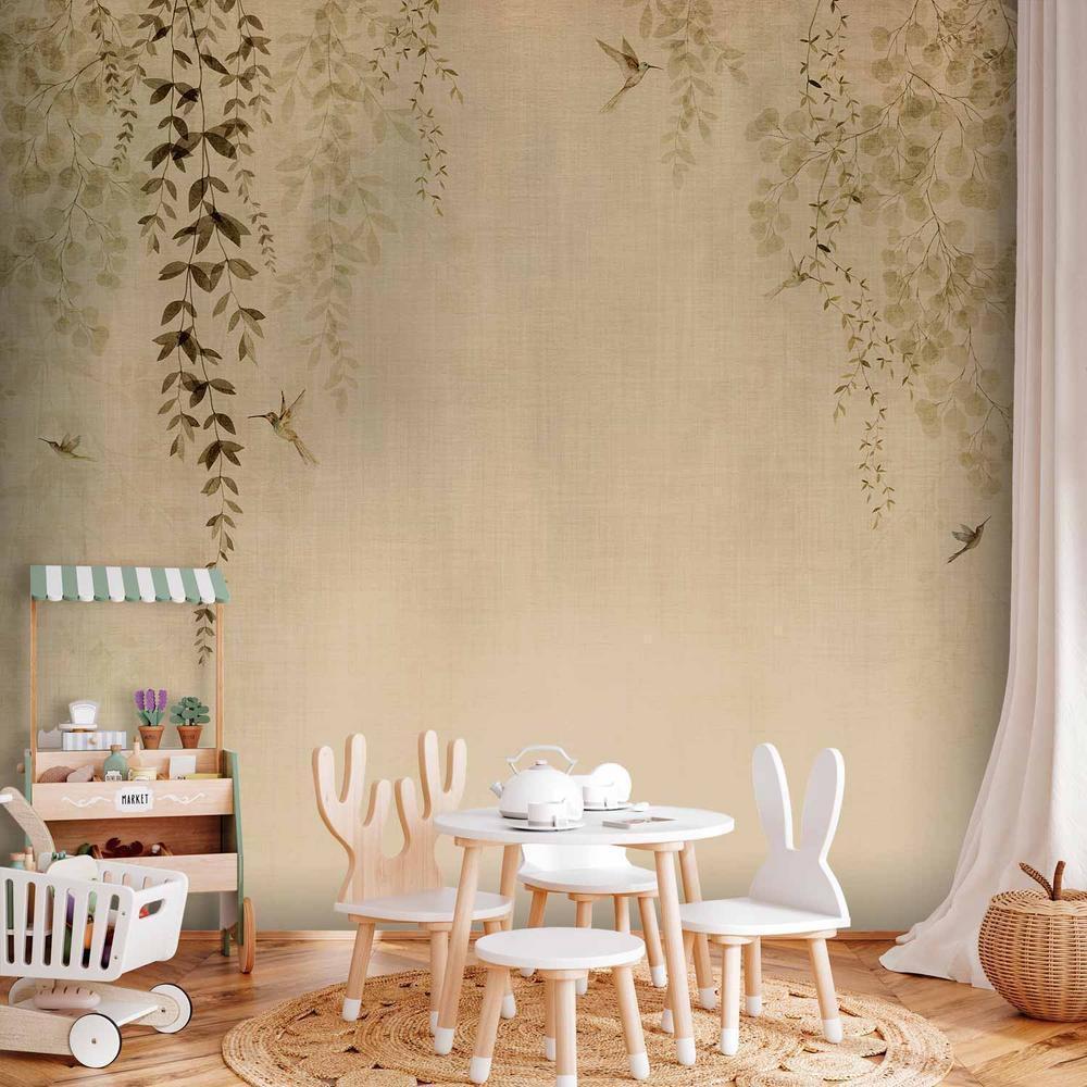 Wall Mural - Beige Hummingbirds