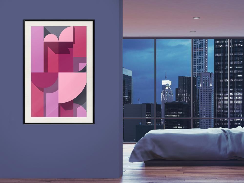 Abstract Poster Frame - Pink Geometry-artwork for wall with acrylic glass protection