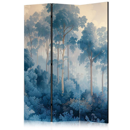 Cloison de séparation - Paysage avec arbres dans le style d'illustration Forêt bleue féerique