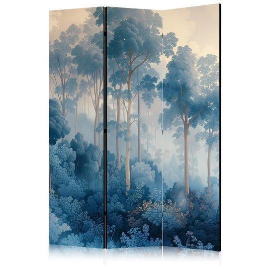 Room Divider - Landscape With Trees in Illustration Style Fairy Blue Forest