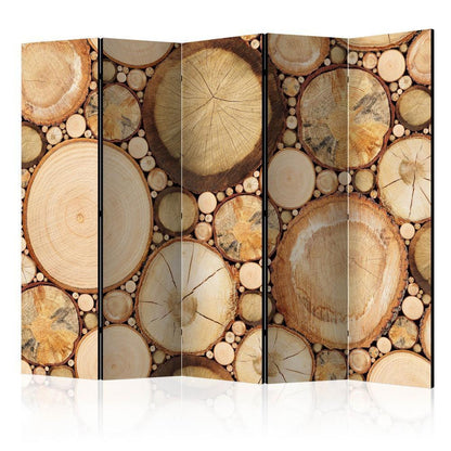 Room Divider - Wood grains II- A 5 Panel Folding Screen For Living rooms, bedrooms or home office, decorative folding screen made with wood and canvas