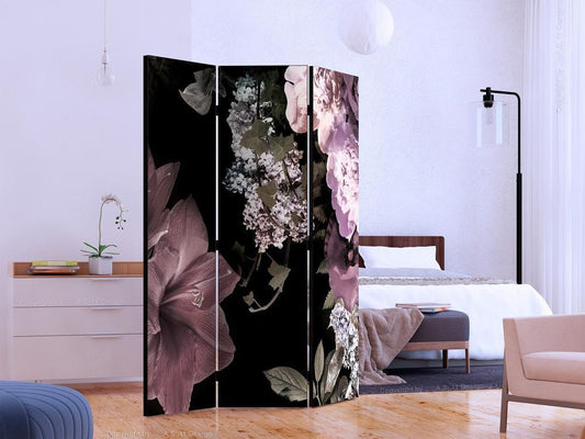 Decorative partition-Room Divider - Flowers from the Past-Folding Screen Wall Panel by ArtfulPrivacy