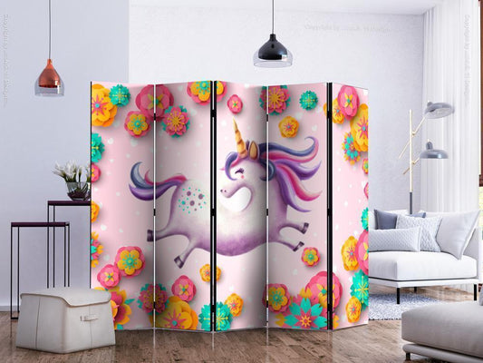 Decorative partition-Room Divider - Lithe Unicorn II-Folding Screen Wall Panel by ArtfulPrivacy