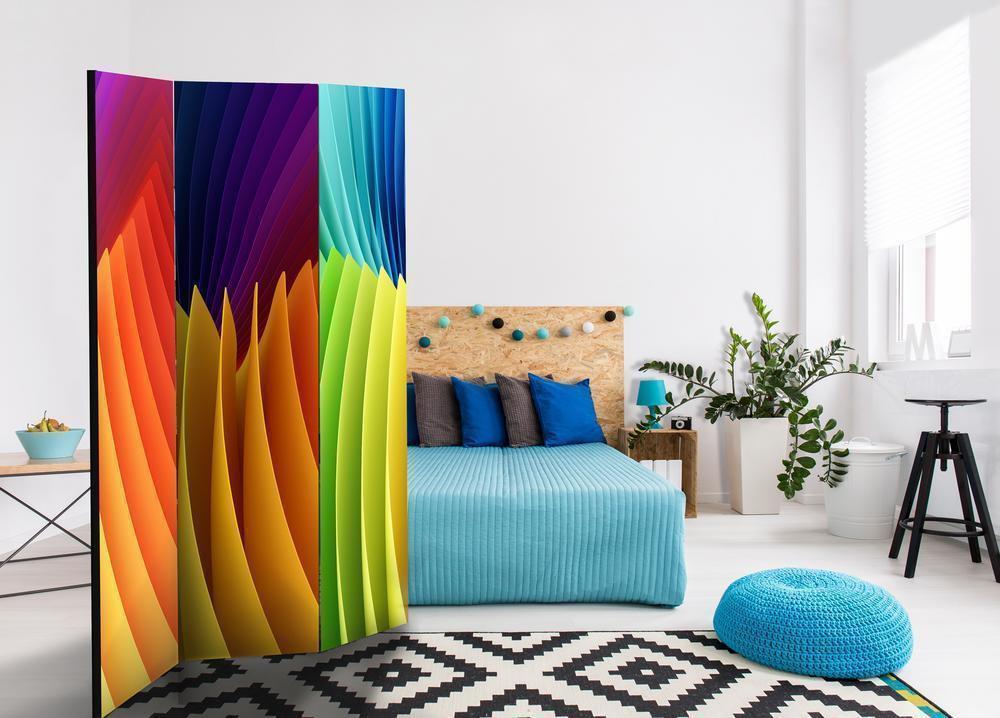 Decorative partition-Room Divider - Rainbow Wave-Folding Screen Wall Panel by ArtfulPrivacy