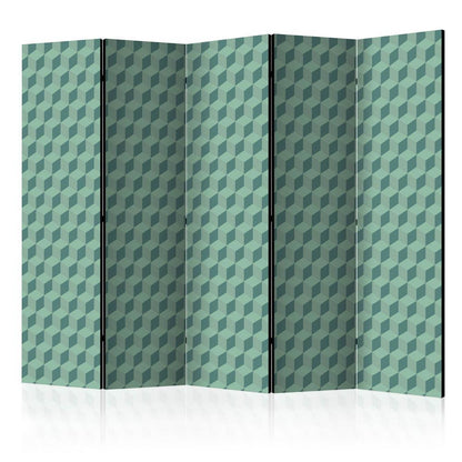 Room Divider - Monochromatic cubes II- A 5 Panel Folding Screen For Living rooms, bedrooms or home office, decorative folding screen made with wood and canvas