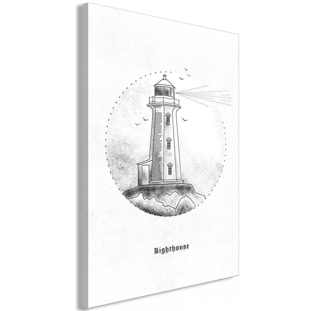 Canvas Print - Black and White Lighthouse (1 Part) Vertical-ArtfulPrivacy-Wall Art Collection