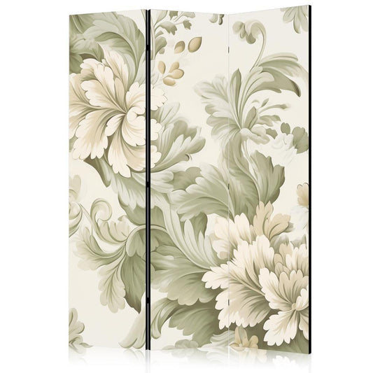 Room Divider - Retro Vintage Flowers in Soft Cream and Green Colors