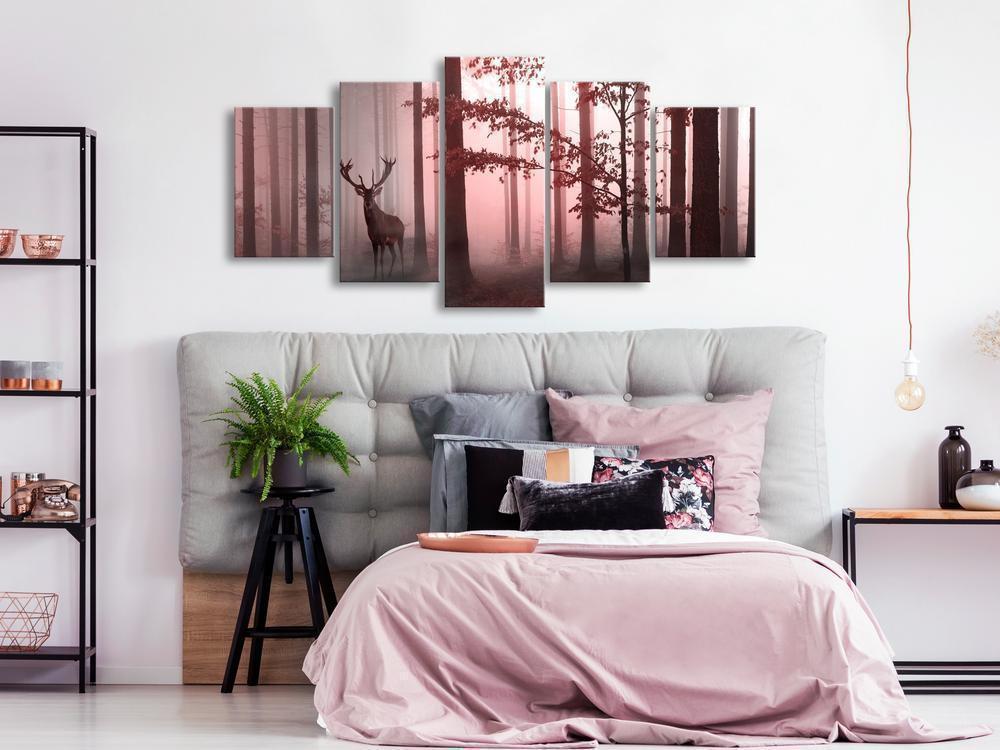 Canvas Print - Morning (5 Parts) Wide Pink-ArtfulPrivacy-Wall Art Collection