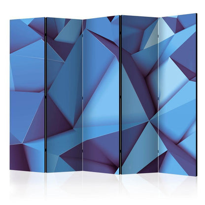 Room Divider - Royal Blue II- A 5 Panel Folding Screen For Living rooms, bedrooms or home office, decorative folding screen made with wood and canvas