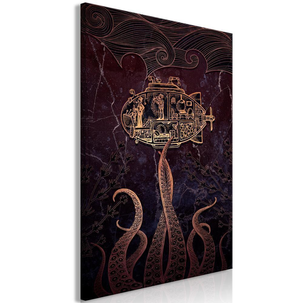 Canvas Print - Golden Submarine (1 Part) Vertical-ArtfulPrivacy-Wall Art Collection