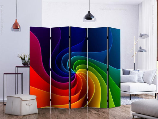 Decorative partition-Room Divider - Colorful Pinwheel II-Folding Screen Wall Panel by ArtfulPrivacy