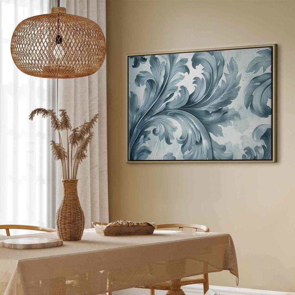 Canvas Print - Stone Baroque Ornaments in Light Shades of Gray-Blue