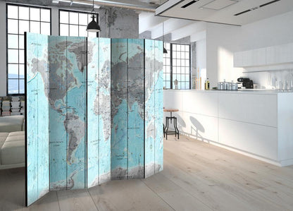Decorative partition-Room Divider - Wooden Travels-Folding Screen Wall Panel by ArtfulPrivacy