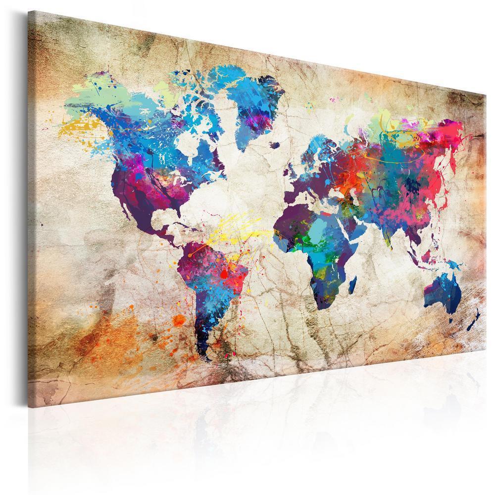 Cork board Canvas with design - Decorative Pinboard - World Map: Urban Style-ArtfulPrivacy