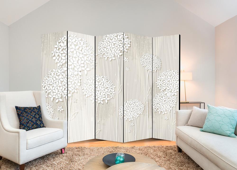 Decorative partition-Room Divider - Paper Dandelions II-Folding Screen Wall Panel by ArtfulPrivacy
