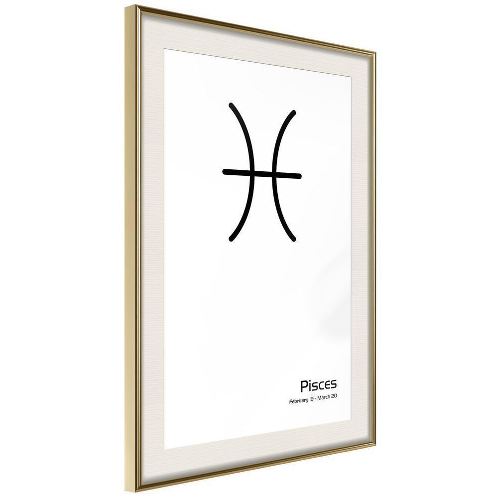 Typography Framed Art Print - Zodiac: Pisces II-artwork for wall with acrylic glass protection