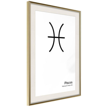 Typography Framed Art Print - Zodiac: Pisces II-artwork for wall with acrylic glass protection