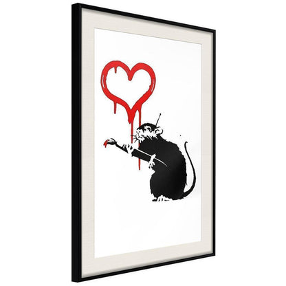 Urban Art Frame - Banksy: Love Rat-artwork for wall with acrylic glass protection