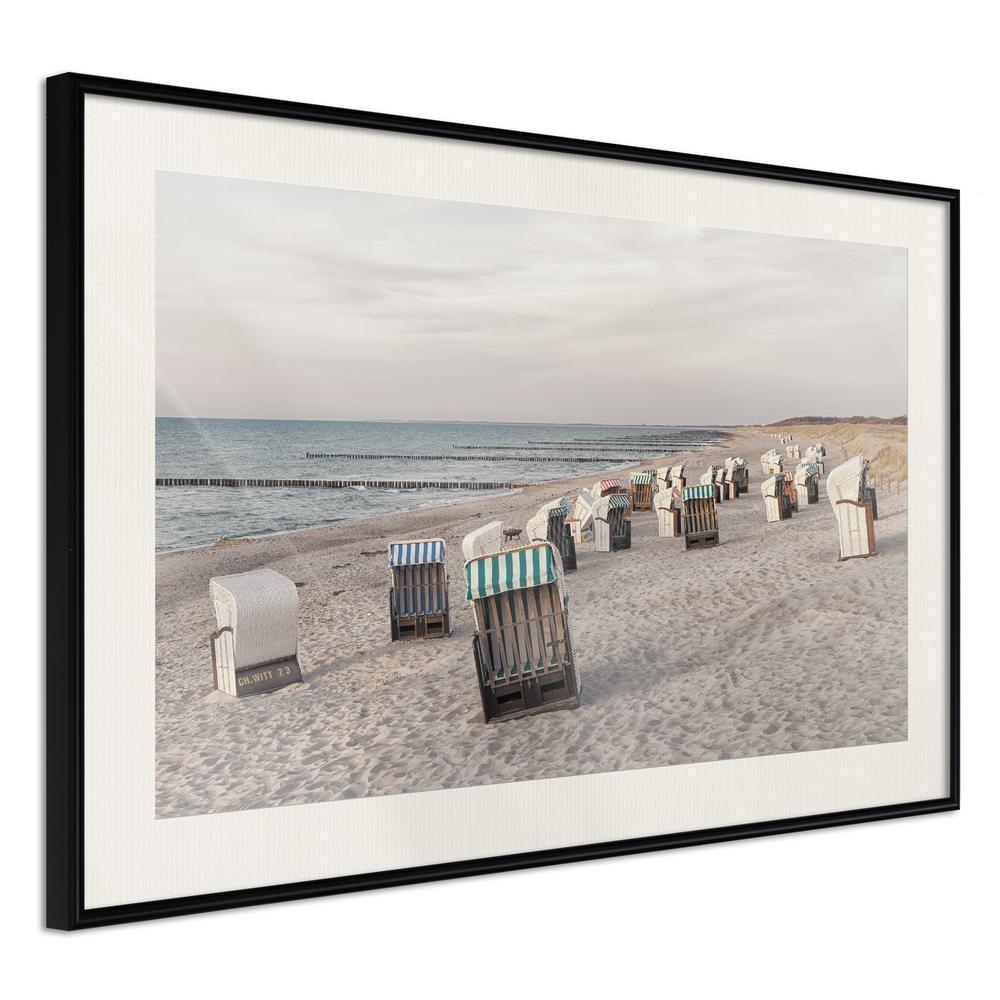 Seascape Framed Poster - Baltic Beach Chairs-artwork for wall with acrylic glass protection