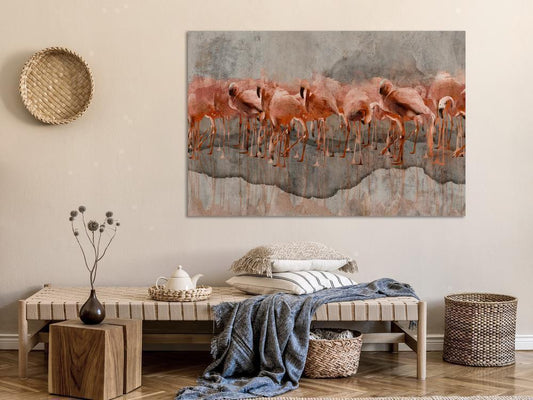 Canvas Print - Flamingo Lake (1 Part) Wide-ArtfulPrivacy-Wall Art Collection