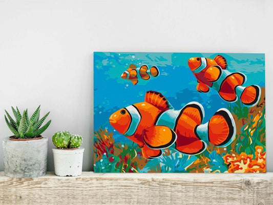 Start learning Painting - Paint By Numbers Kit - Gold Fishes - new hobby