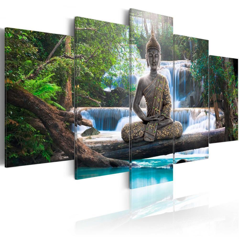 Canvas Print - Buddha and waterfall-ArtfulPrivacy-Wall Art Collection