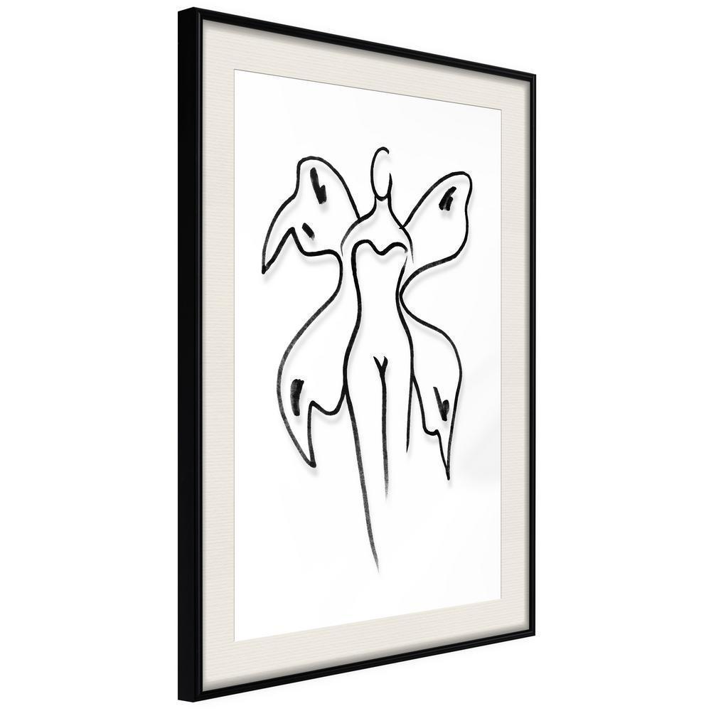 Black and White Framed Poster - Delicate Feminity-artwork for wall with acrylic glass protection