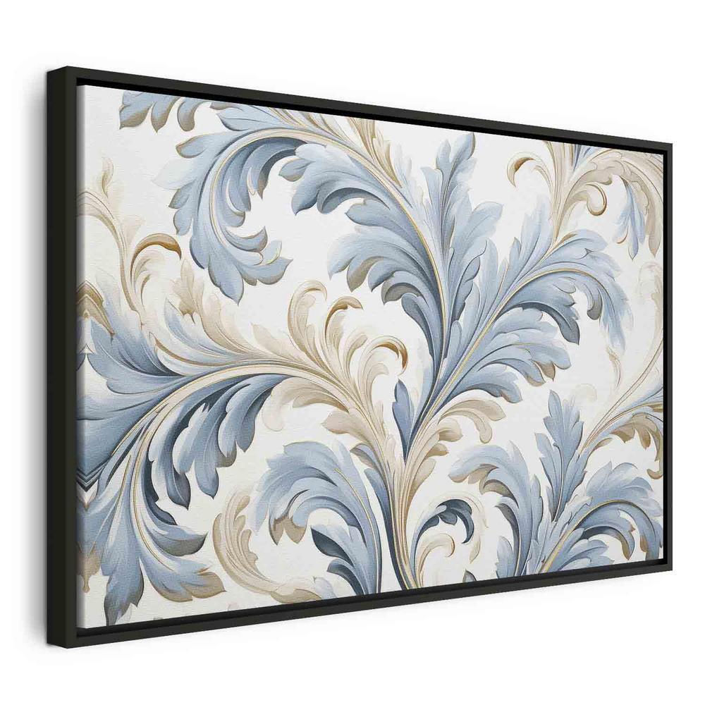 Impression sur toile - Ornements baroques aux tons crème-bleu clair