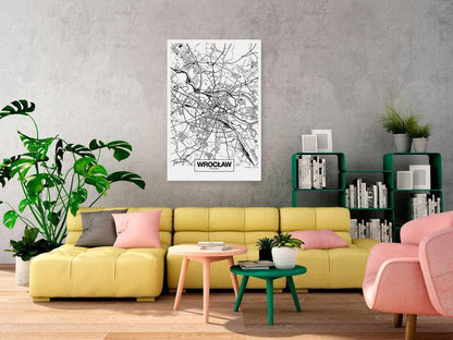 Canvas Print - City Plan: Wroclaw (1 Part) Vertical-ArtfulPrivacy-Wall Art Collection