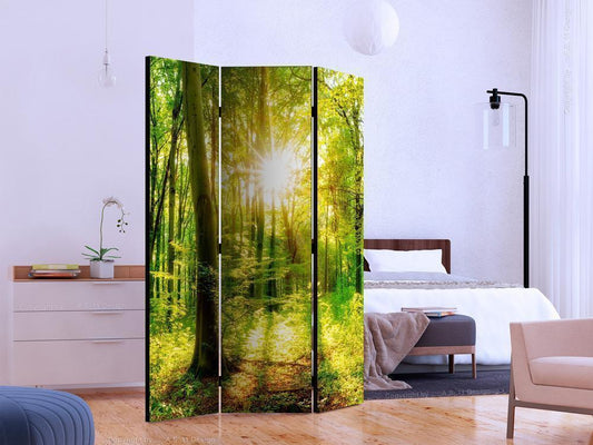 Decorative partition-Room Divider - Forest Rays-Folding Screen Wall Panel by ArtfulPrivacy