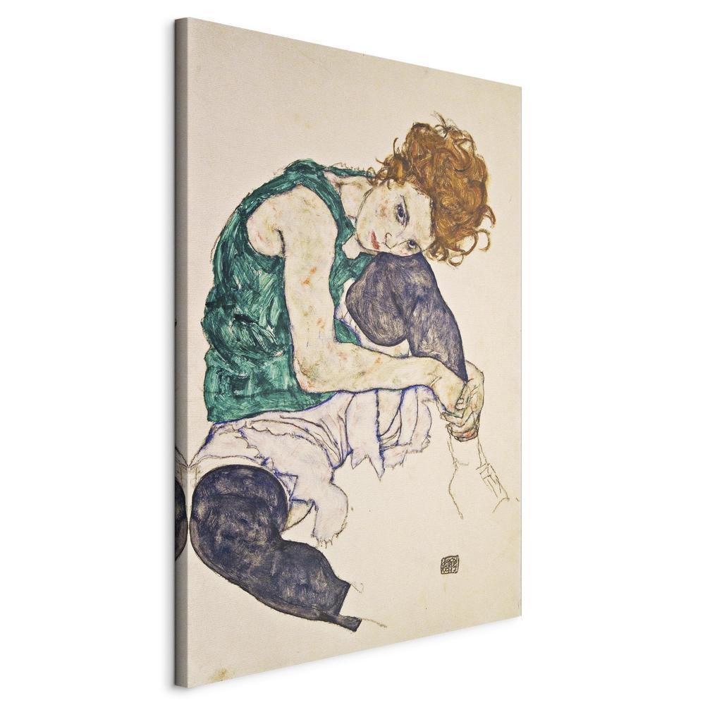 Canvas Print - Seated Woman with Legs Drawn Up-ArtfulPrivacy-Wall Art Collection