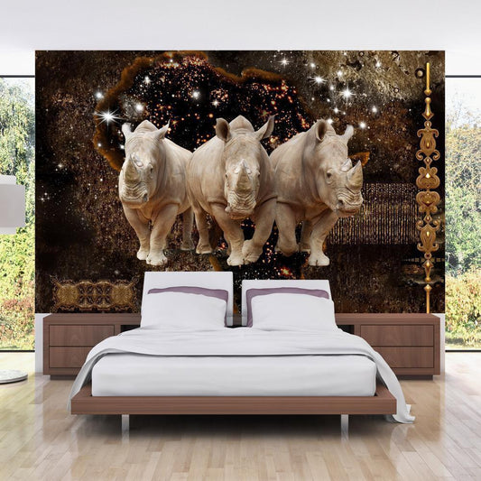 Wall Mural - Golden Rhino-Wall Murals-ArtfulPrivacy