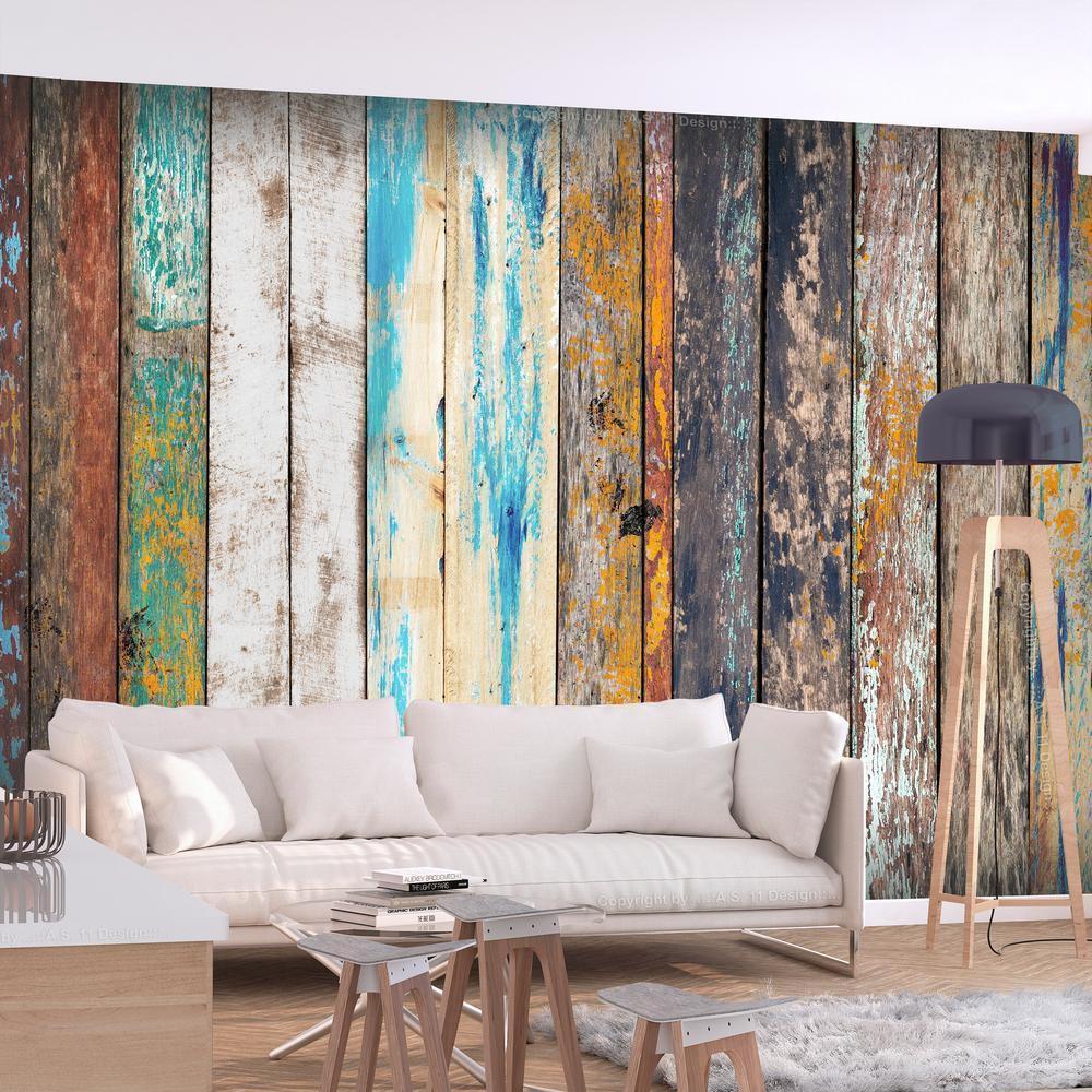 Wall Mural - Wooden Rainbow-Wall Murals-ArtfulPrivacy