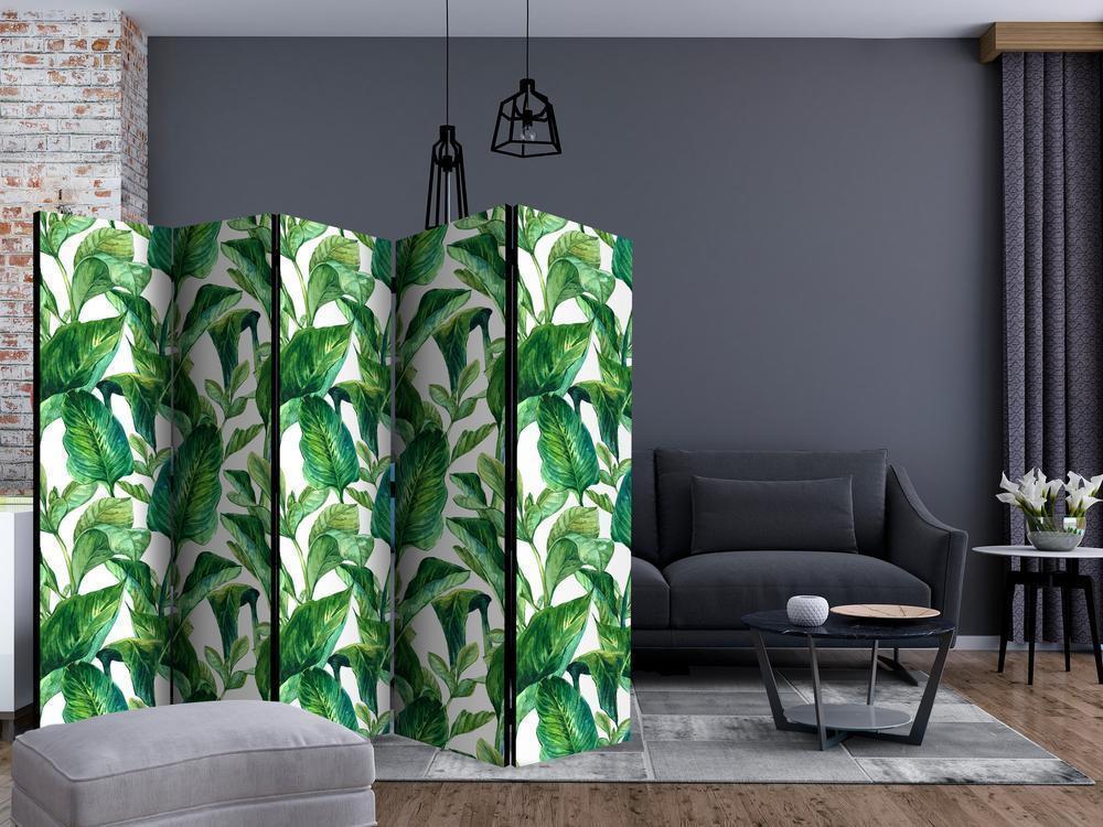 Room Divider - Tropical Paradise II- A 5 Panel Folding Screen For Living rooms, bedrooms or home office, decorative folding screen made with wood and canvas