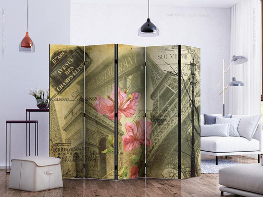 Decorative partition-Room Divider - Bonjour Paris! II-Folding Screen Wall Panel by ArtfulPrivacy