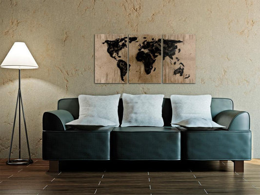 Canvas Print - Inky map of the World-ArtfulPrivacy-Wall Art Collection
