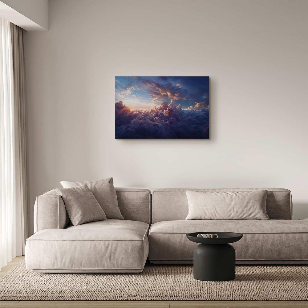 Canvas Print - The Sun in Hiding: The Golden Face of the Sky Over a Cloudy Sea