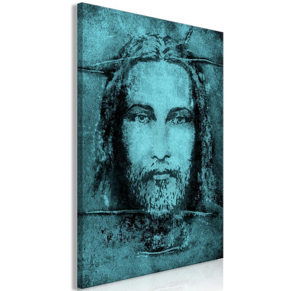 Canvas Print - Shroud of Turin in Turqoise (1 Part) Vertical-ArtfulPrivacy-Wall Art Collection