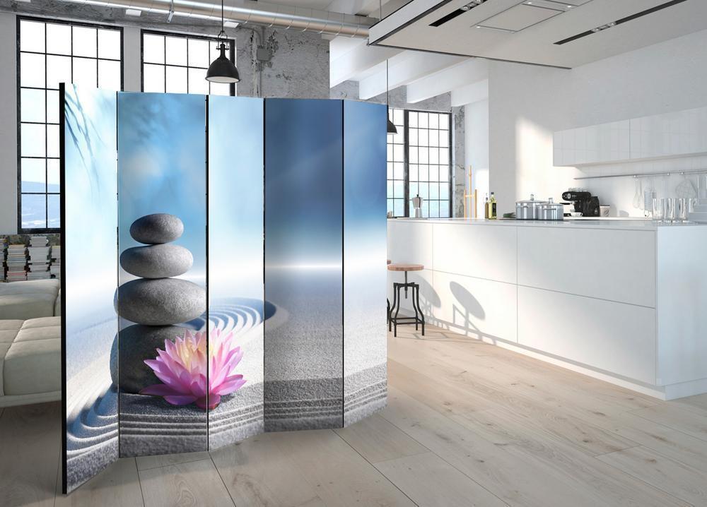 Room Divider - Zen Garden II- A 5 Panel Folding Screen For Living rooms, bedrooms or home office, decorative folding screen made with wood and canvas