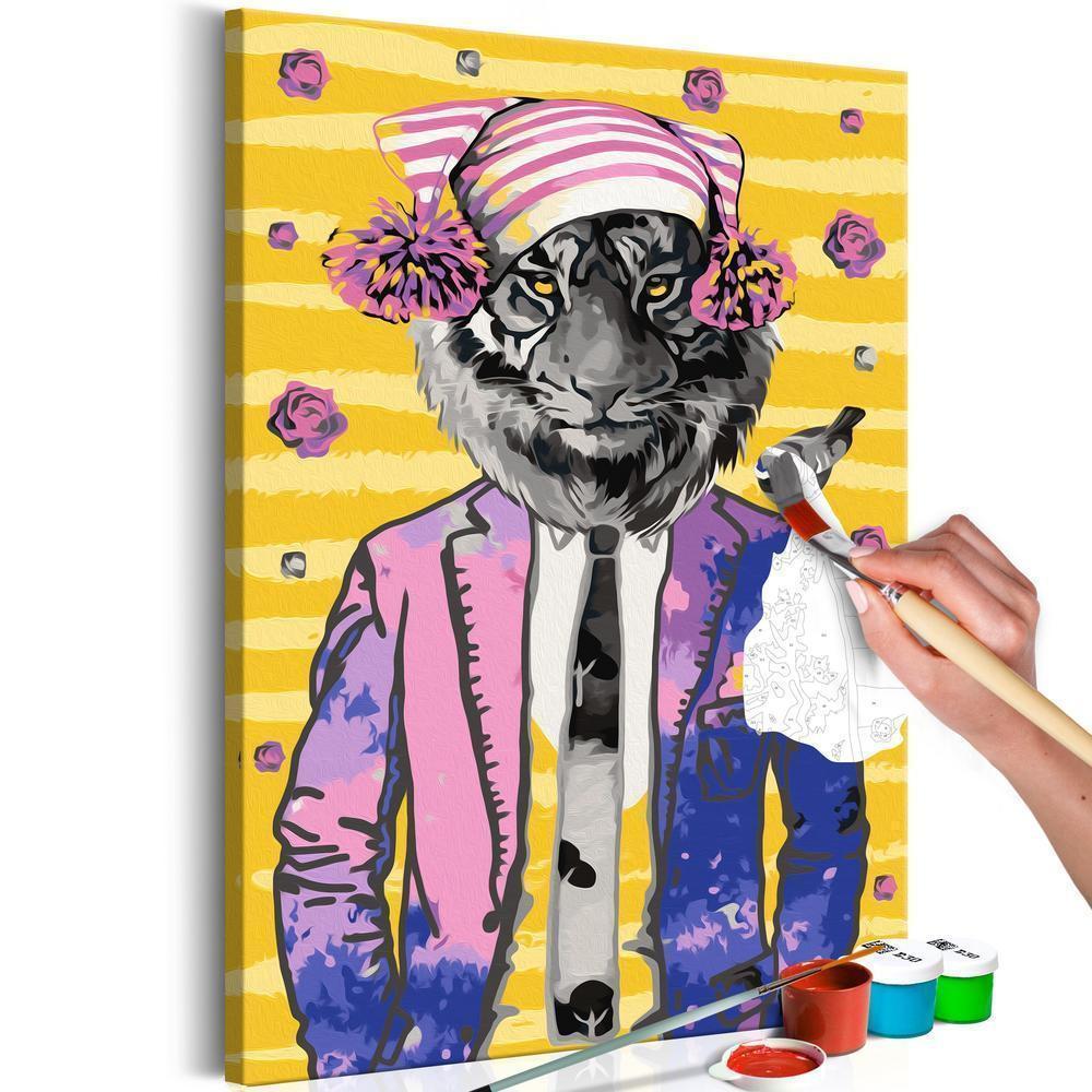 Start learning Painting - Paint By Numbers Kit - Tiger in Hat - new hobby